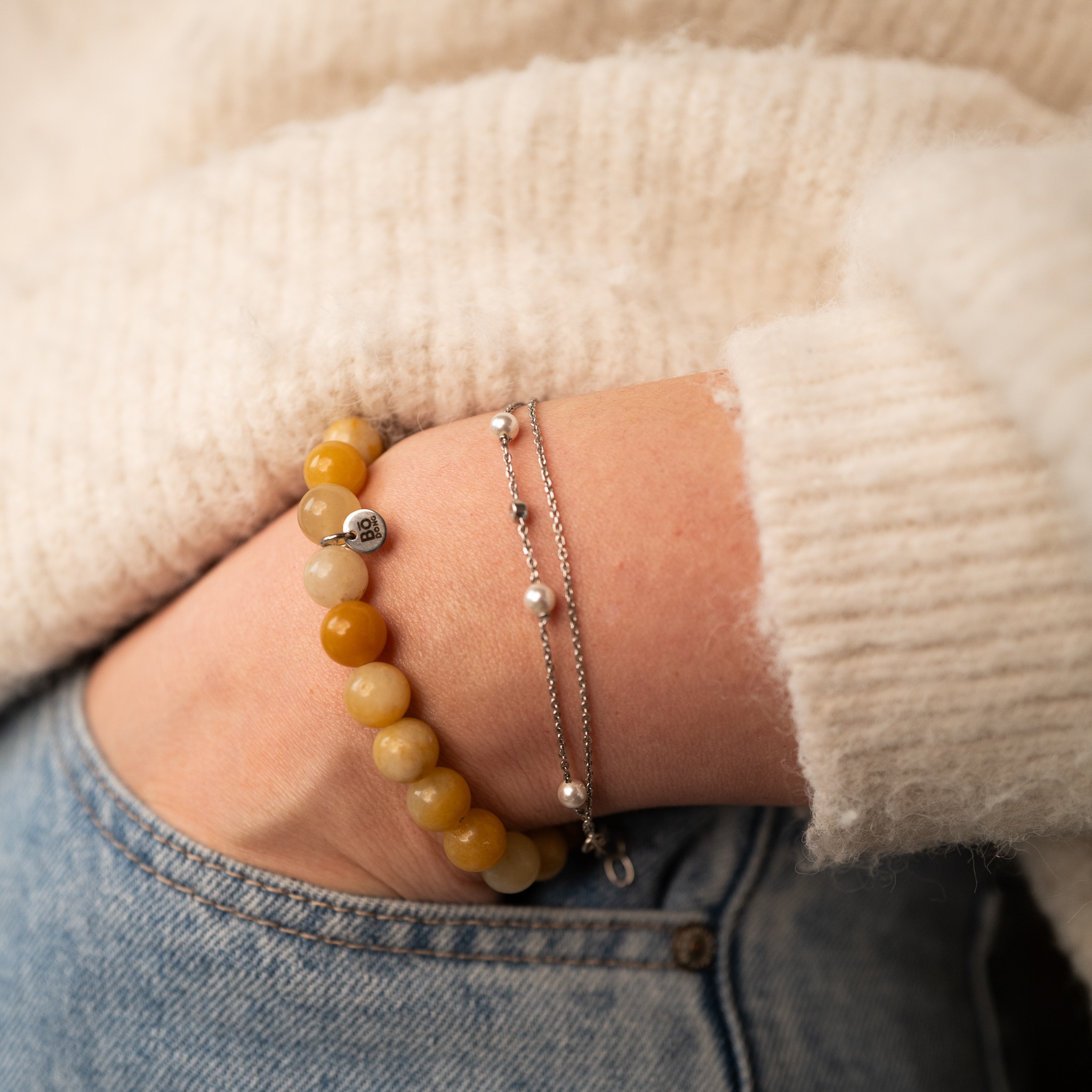 Bracelet en Jade Jaune pour la joie et l’équilibre émotionnel.