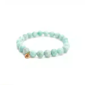 Bracelet Amazonite Bo-DONG Signature sur fond blanc – pierre de sérénité et de confiance