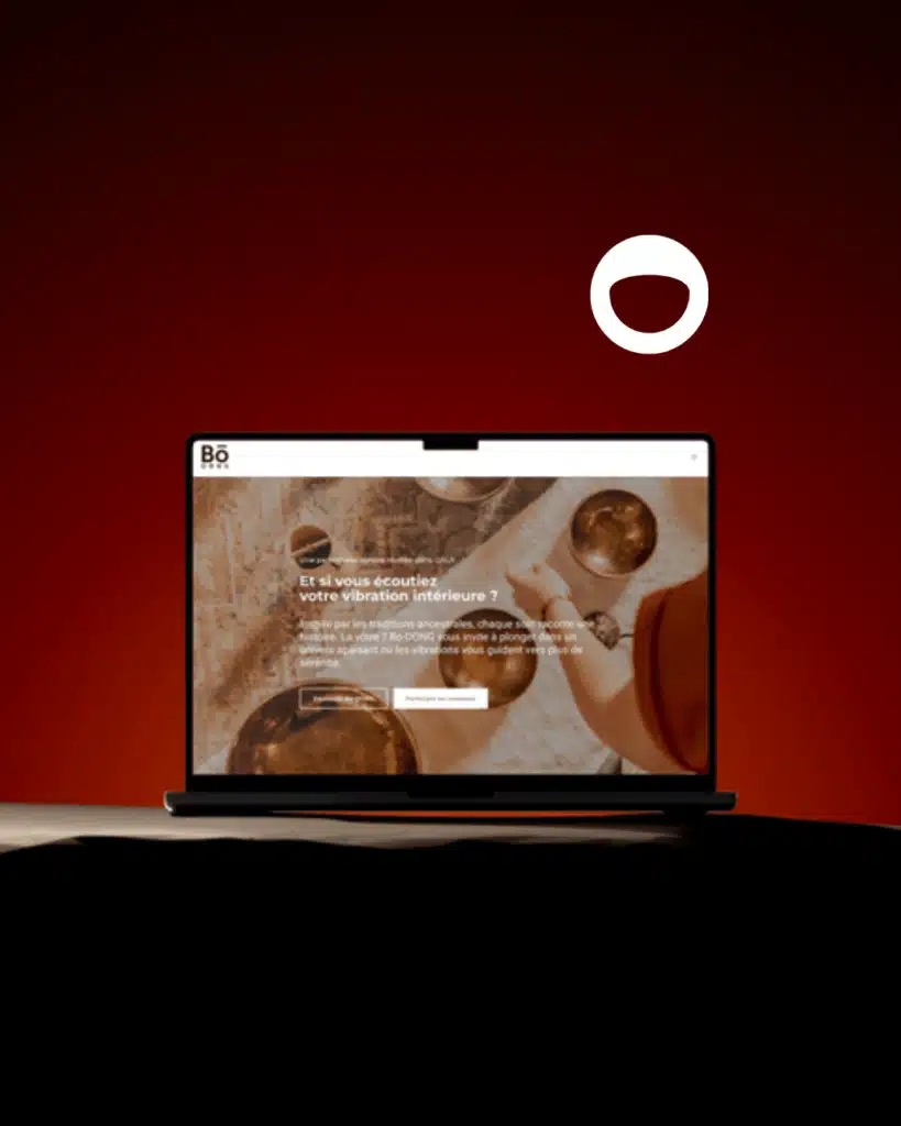 Ordinateur portable affichant le site Bo-DONG dédié à la sonothérapie